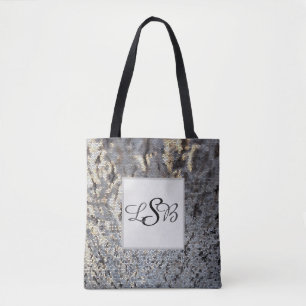 Mosaic Grey Tiles Abstract Voeg je monogram toe Draagtas