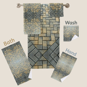 Mosaic gris et brique de moutarde