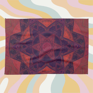 Mosaic Kaleidoscoop Vloer Paars en rood Theedoek
