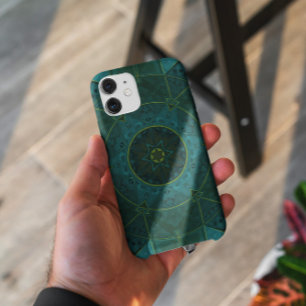 Mosaic Kaleidoscope Flower Blauwgroen iPhone 11 Hoesje