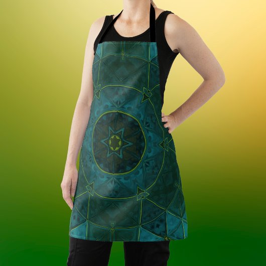 Mosaic Kaleidoscope Flower Blauwgroen Schort