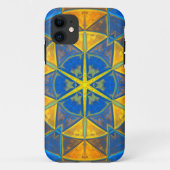 Mosaic Kaleidoscope Flower Blue and Yellow Case-Mate iPhone Case (Achterkant)