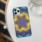 Mosaic Kaleidoscope Flower Blue and Yellow Case-Mate iPhone Case