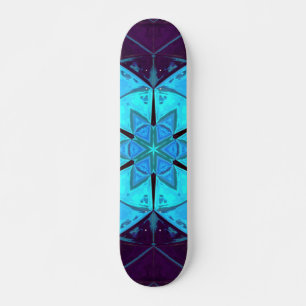 Mosaic Kaleidoscope Flower Blue en Paars Skateboard