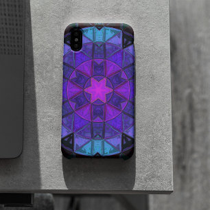 Mosaic Kaleidoscope Flower Blue Paars of Black iPhone 11 Hoesje