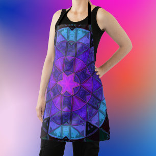 Mosaic Kaleidoscope Flower Blue Paars of Black Schort