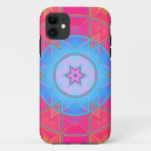 Mosaic Kaleidoscope Flower Blue Pink and Yellow Case-Mate iPhone Case (Achterkant)