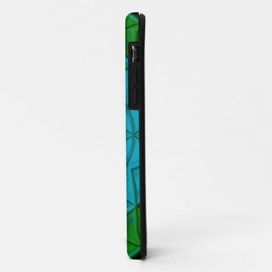 Mosaic Kaleidoscope Flower Green and Blue Case-Mate iPhone Case (Achterkant/links)