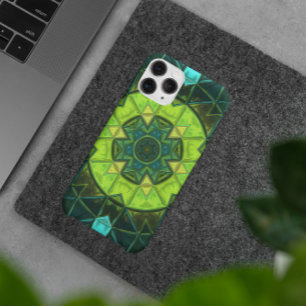 Mosaic Kaleidoscope Flower Green and Blue iPhone 11 Hoesje