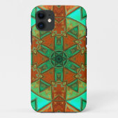Mosaic Kaleidoscope Flower Green and Oranje Case-Mate iPhone Case (Achterkant)