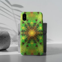 Mosaic Kaleidoscope Flower Green and Oranje