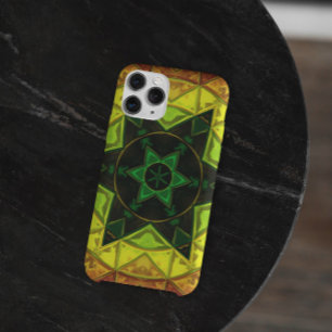 Mosaic Kaleidoscope Flower Green and Yellow iPhone 11 Hoesje