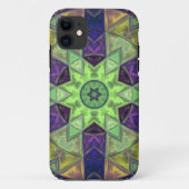 Mosaic Kaleidoscope Flower Green Yellow and Paars Case-Mate iPhone Case (Achterkant)