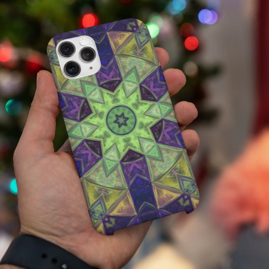 Mosaic Kaleidoscope Flower Green Yellow and Paars Case-Mate iPhone Case