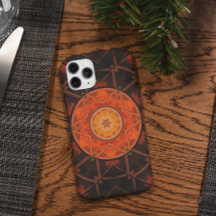 Mosaic Kaleidoscope Flower Oranje and Brown iPhone 11 Hoesje