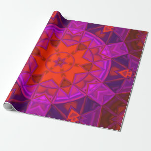 Mosaic Kaleidoscope Flower Paars Pink and Red Cadeaupapier