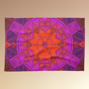 Mosaic Kaleidoscope Flower Paars Pink and Red Theedoek