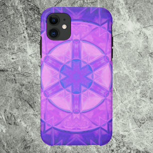 Mosaic Kaleidoscope Flower Pink and Blue iPhone 11 Hoesje