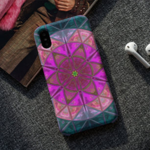 Mosaic Kaleidoscope Flower Pink and Blue iPhone 11 Hoesje