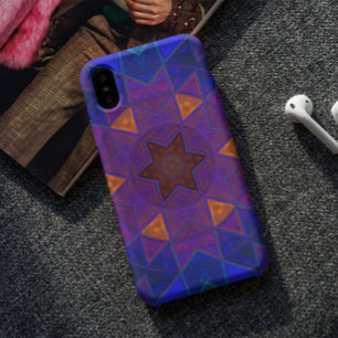 Mosaic Kaleidoscope Flower Pink Blue and Yellow iPhone 11 Hoesje