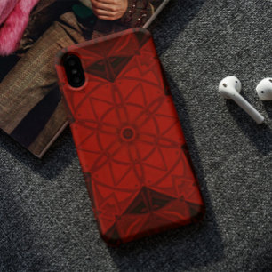 Mosaic Kaleidoscope Flower Red en Black iPhone 11 Hoesje