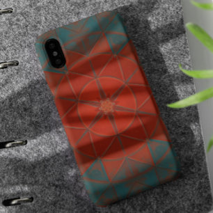 Mosaic Kaleidoscope Flower Red en Blue iPhone 11 Hoesje