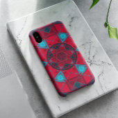 Mosaic Kaleidoscope Flower Red en Blue Case-Mate iPhone Case