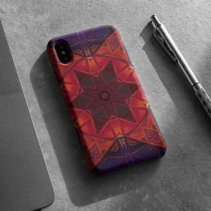Mosaic Kaleidoscope Flower Red en Paars iPhone 11 Hoesje