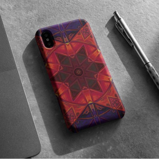 Mosaic Kaleidoscope Flower Red en Paars Case-Mate iPhone Case
