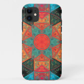 Mosaic Kaleidoscope Flower roze and Blauwgroen Case-Mate iPhone Case (Achterkant)
