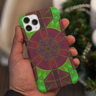 Mosaic Kaleidoscope Flower roze Green and Yellow iPhone 11 Hoesje