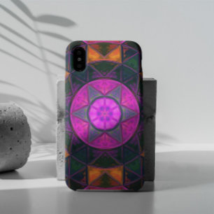 Mosaic Kaleidoscope Flower roze Paars and Oranje iPhone 11 Hoesje
