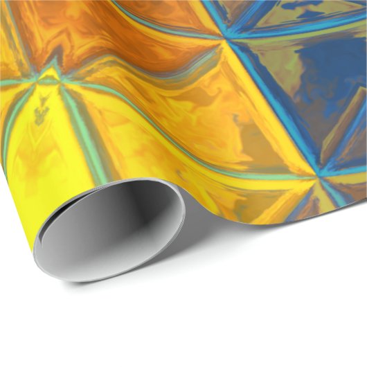 Mosaic Kaleidoscope Flower Yellow and Blue Cadeaupapier (Rol Hoek)