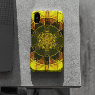 Mosaic Kaleidoscope Flower Yellow and Green iPhone 11 Hoesje