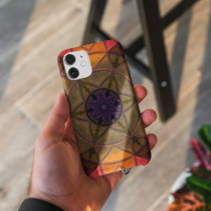 Mosaic Kaleidoscope Flower Yellow and Paars iPhone 11 Hoesje