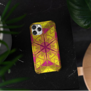 Mosaic Kaleidoscope Flower Yellow and Pink iPhone 11 Hoesje