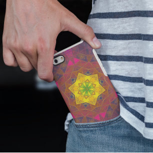 Mosaic Kaleidoscope Flower Yellow Paars and Pink iPhone 11 Hoesje
