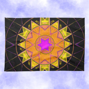 Mosaic Kaleidoscope - Oranje roze en zwart Theedoek