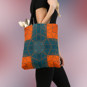 Mosaic Kaleidoscope Square Oranje and Blue Draagtas