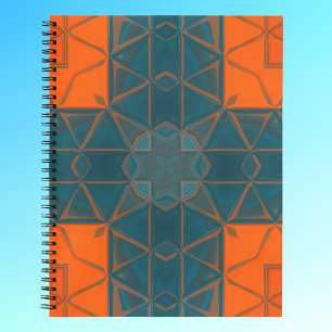 Mosaic Kaleidoscope Square Oranje and Blue Notitieboek