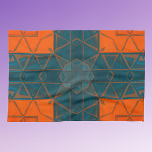 Mosaic Kaleidoscope Square Oranje and Blue Theedoek