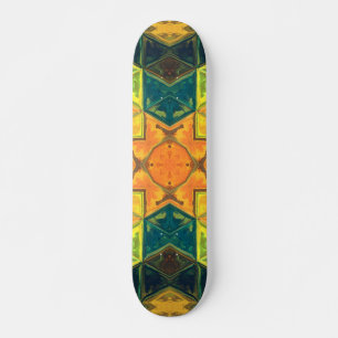 Mosaic Kaleidoscope Square Oranje Yellow and Green Skateboard