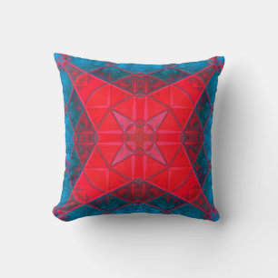 Mosaic Kaleidoscope Square Red en Blue Kussen