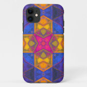 Mosaic Kaleidoscope Square Yellow Blue and Pink Case-Mate iPhone Case (Achterkant)