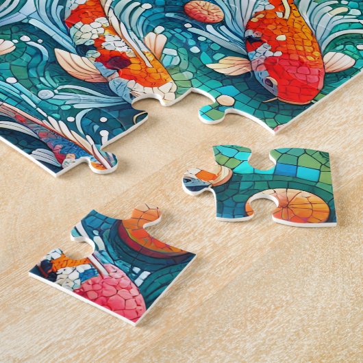 Mosaic Koi Pond Poisson Jigsaw Puzzle (Côté)