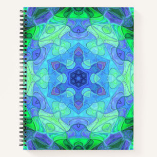 Mosaic Mandala Flower Blue en Green Notitieboek