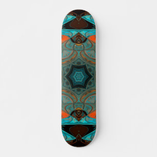 Mosaic Mandala Flower Blue en Oranje Skateboard