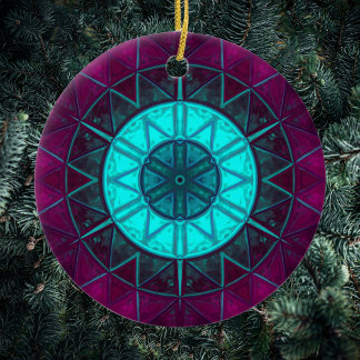 Mosaic Mandala Flower Blue en Paars Keramisch Ornament