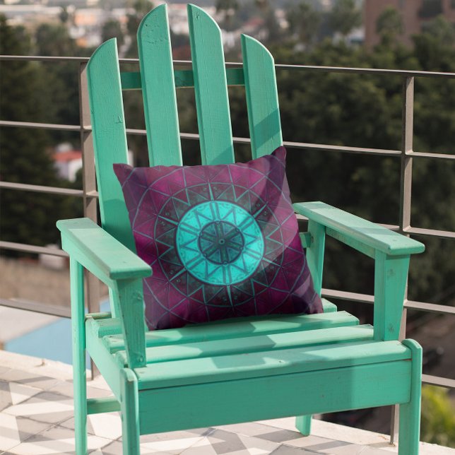 Mosaic Mandala Flower Blue en Paars Kussen (Creator heeft geüpload)