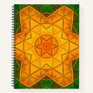 Mosaic Mandala Flower Green and Yellow Notitieboek